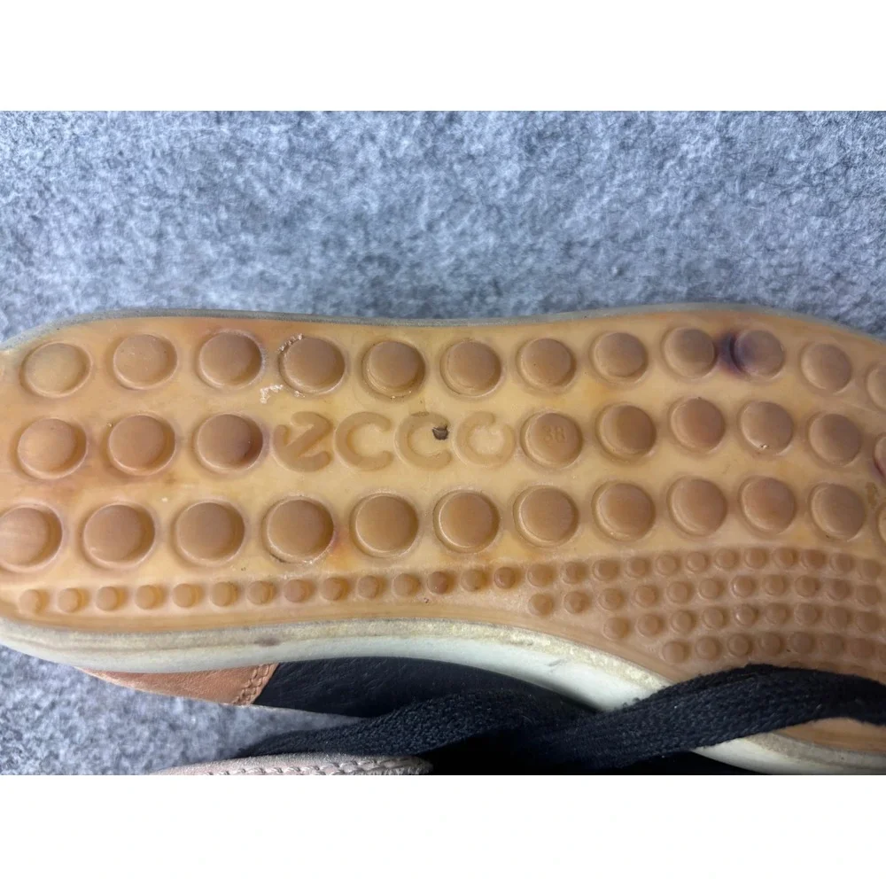 Ecco Soft 7 Sneakers Womens 38 Black Tan Leather Low Top Lace Up Shoes